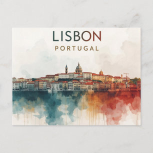 Lissabon - Portugal Wasserfarben-Skyline - Art der Postkarte