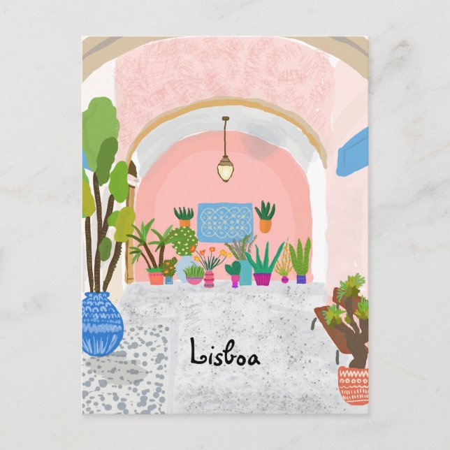 Lissabon-Reise farbenfroh Postkarte (Vorderseite)