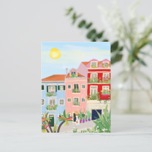 Lissabon-Reise farbenfroh Postkarte