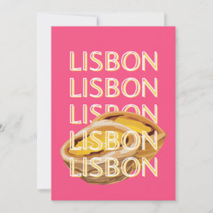 Lissabon Reisekunst, Rosa, Portugal Art reisen Feiertagskarte