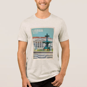 Lissabon Reiseplakat D. Maria II Theater, Portugal Tri-Blend Shirt