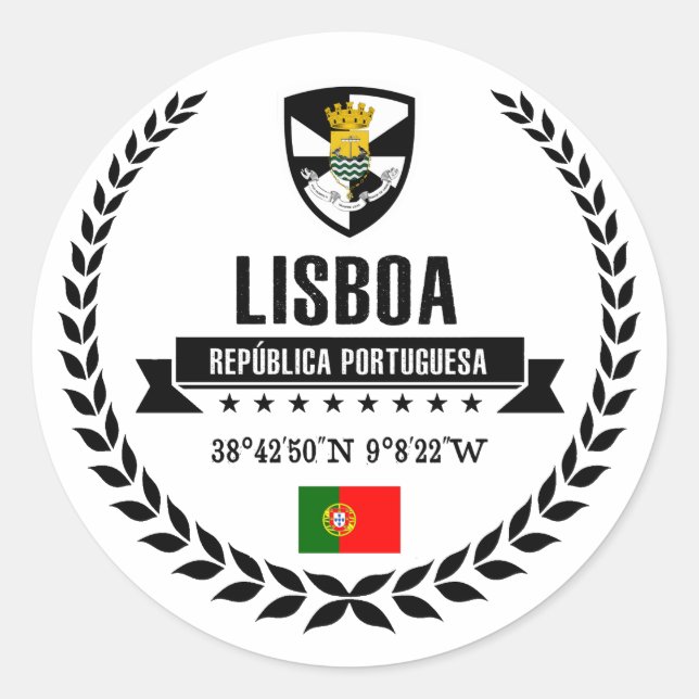 Lissabon Runder Aufkleber (Vorderseite)
