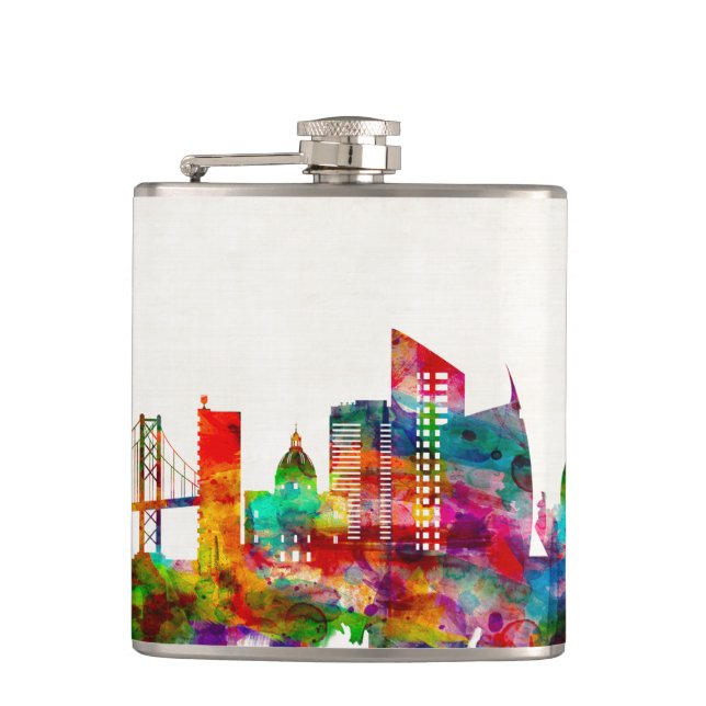 Lissabon - Skyline Flachmann (Vorderseite)