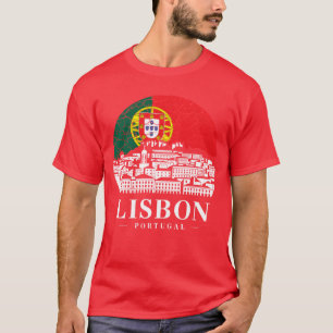 Lissabon Stadt Portugal Flagge lustig T-Shirt