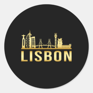 Lissabon Stadt Skyline Stadt Funny Gift Runder Aufkleber