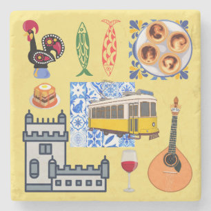 Lissabon Stadt Symbole Steinuntersetzer