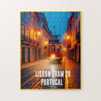 Lissabon Straßenbahn 28 Puzzle – Portugal Nacht St