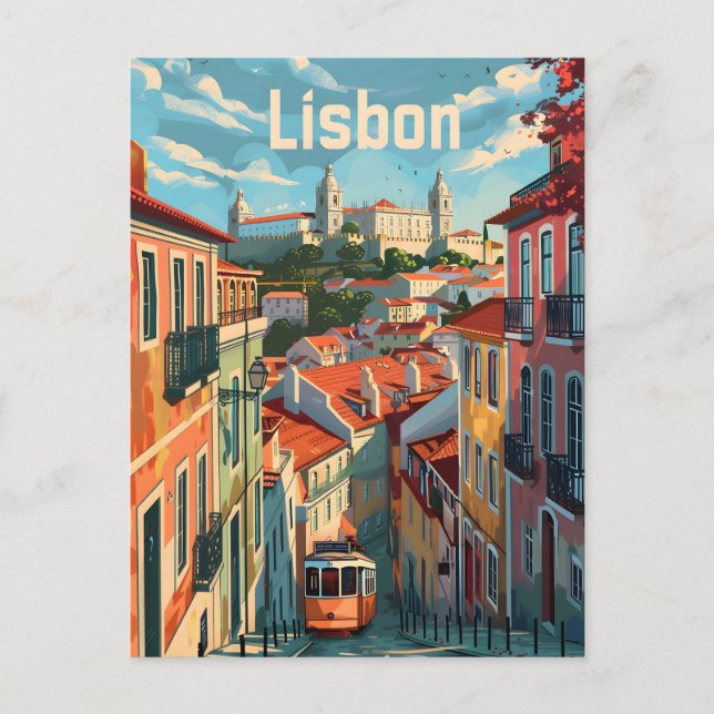 Lissabon-Straßenbahn Vintag Postkarte (Vorderseite)