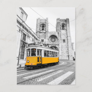 Lissabon Straßenbahn Vintages Portugal Geschenk Feiertagspostkarte