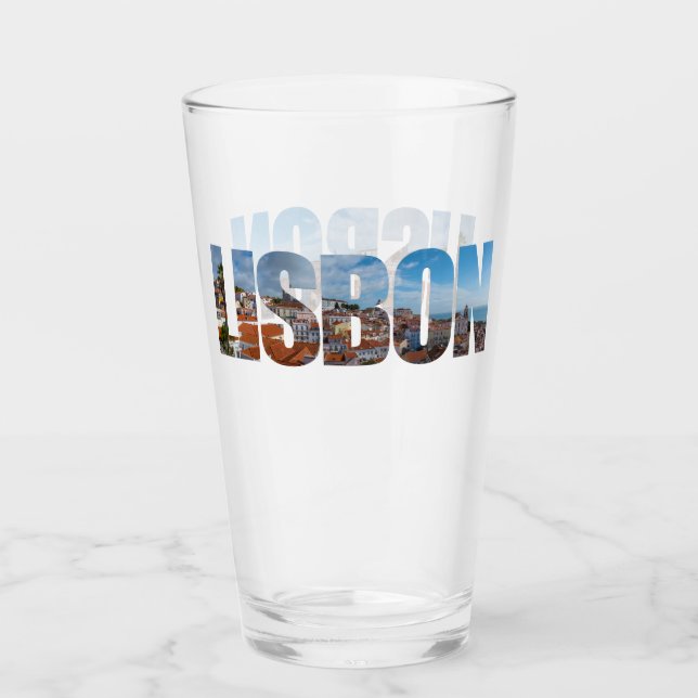 Lissabon-Text bestehend aus einem Panoramablick au Glas (Vorderseite)