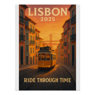 Lissabon Tram Sunset - Die Stadt der Sieben Hügel Poster