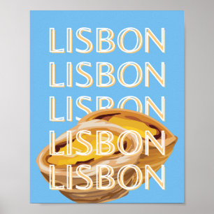 Lissabon Travel Art, Blue, Portugal Poster