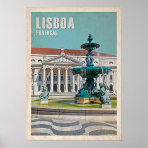 Lissabon Travel Poster D. Maria II Theater, Portug
