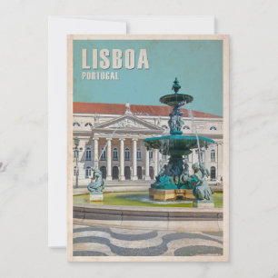 Lissabon Travel Poster D. Maria II Theater, Portug Dankeskarte