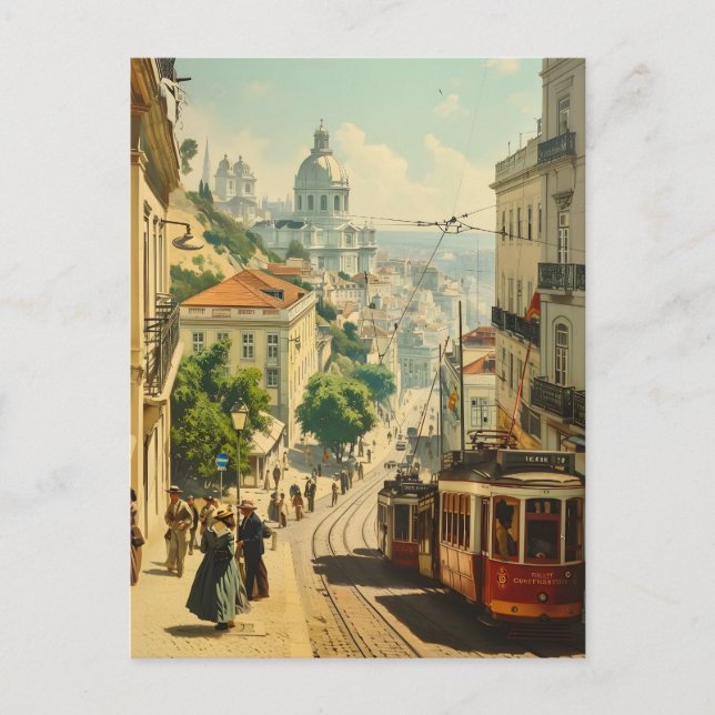 Lissabon Vintag Postkarte (Vorderseite)