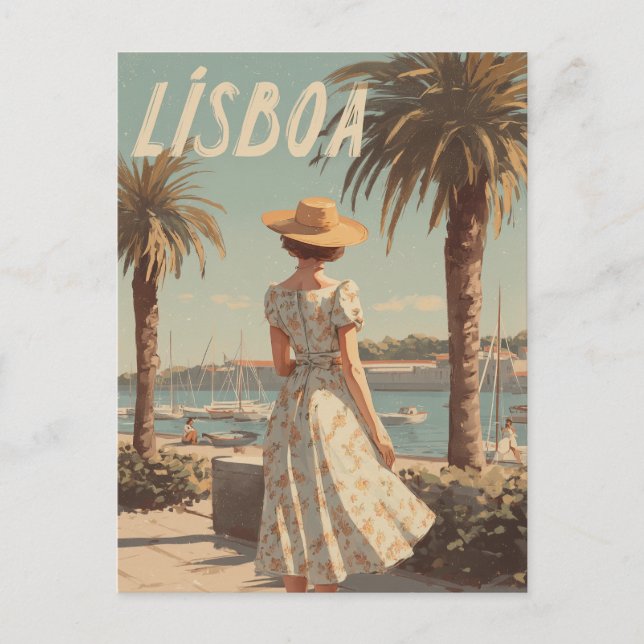 Lissabon - Vintager 50er Postkarte (Vorderseite)