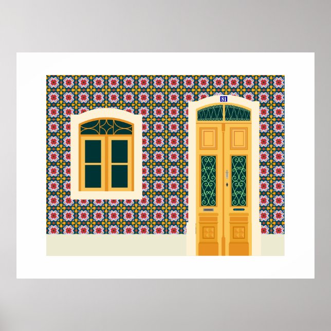 Lissaboner Haus mit Fliesen Poster (Vorne)
