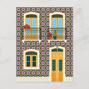 Lissaboner Haus mit Fliesen Postkarte