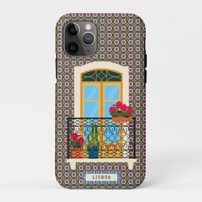 Lissaboner Hausfenster mit Pflanze und Fliesen Case-Mate iPhone Hülle (Rückseite)