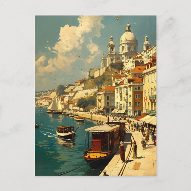 Lissabons Tagus: Vintager Flussarm Postkarte (Vorderseite)