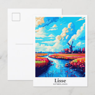 Lisse Netherlands Art Vintage Travel Illustration Postkarte