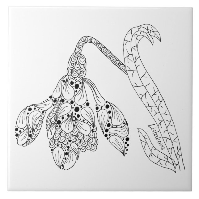 Listakora Blumen-Keramik Trivet/Fliese Fliese (Vorderseite)