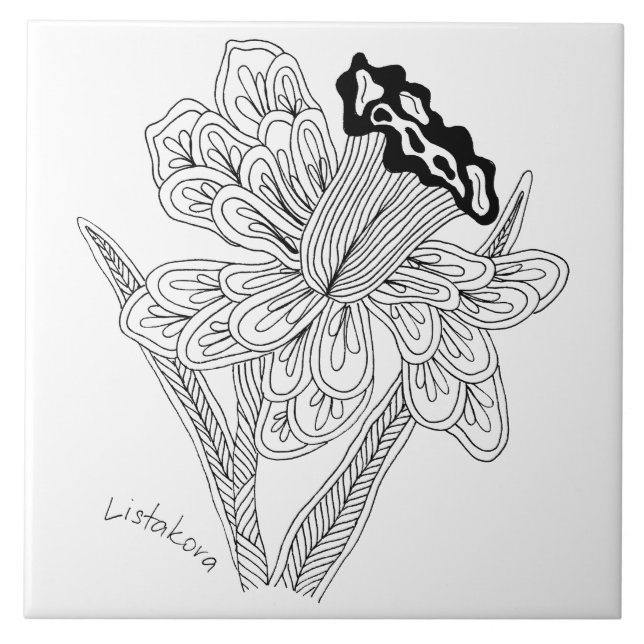 Listakora Blumen-Keramik Trivet/Fliese Fliese (Vorderseite)