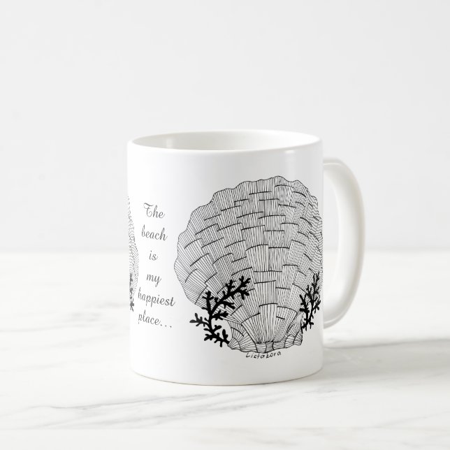 Listakora Seashell-Kaffee-Tasse - kundengerecht Kaffeetasse (VorderseiteRechts)