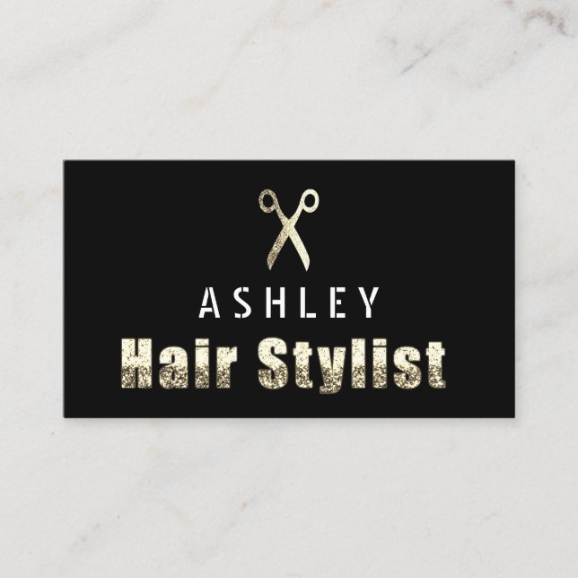 Liste de cheveux Salon Black Gold Carte de rendez- (Devant)