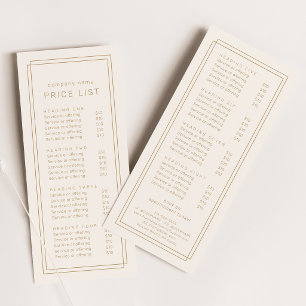 Liste de prix cadre double crème or vintage AVERY