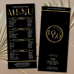 Liste de prix de salon de beauté moderne Glam Blac
