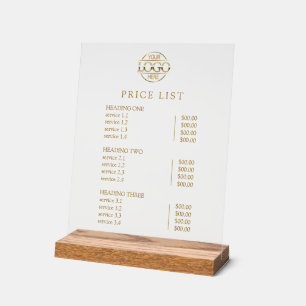 Liste de prix de service de logo élégant moderne