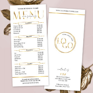 Liste de prix du salon de beauté Modern Glam Gold