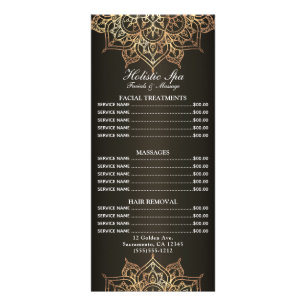 Liste de prix du Spa Holistique Earthy Brown Gold