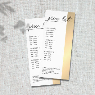 Liste de prix minimaliste White Faux Gold Line Bea