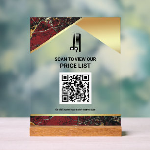 Liste de prix QR Code du salon de coiffure et de m