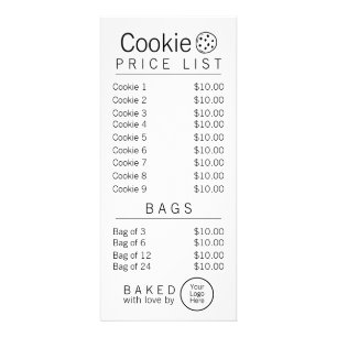 Liste de prix simple de boulangerie prête à la mar