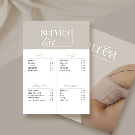 Liste der Beauty Salon Service Preise
