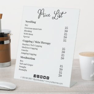 Liste der einfachen Geschäftspreise Sockelschild