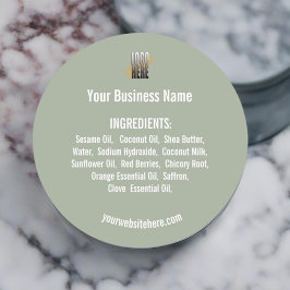 Liste der grünen Inhaltsstoffe mit Logo Runder Aufkleber