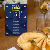 Liste der Hochzeitssitze für Navy & Gold Chic-Tisc