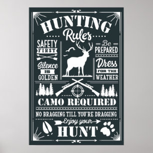 Liste der Jagdregeln für ein benutzerdefiniertes H Poster