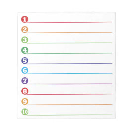 Liste der Lebensmittel Notizblock