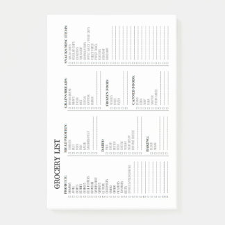 Liste der Lebensmittelgeschäfte nach dem Kauf Post-it Klebezettel