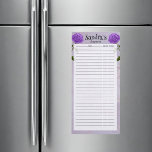 Liste der lila Rose Magnetischer Notizblock<br><div class="desc">Das ist der Stil der Einkaufsliste, den ich benutze. Das behalte mir, über den Haushalt hinauszugehen. Runden Sie den Preis des Gegenstands in der ersten Spalte auf den nächstgelegenen Dollar hoch und behielt eine laufende Summe in der letzten Spalte. Sie werden am Ende sehr nah zum Endpreis nach Steuern. Unsere...</div>