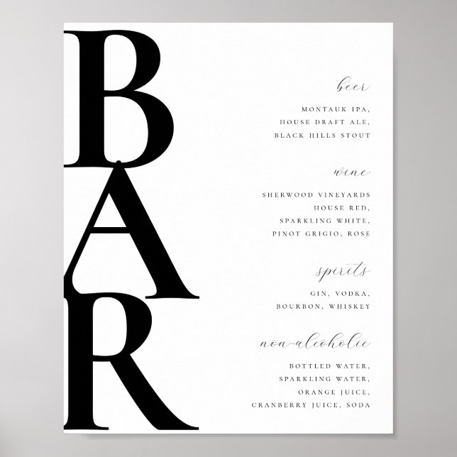 Liste der modernen Bar Poster (Vorne)