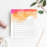 Liste der Personalisiert zu verwendenden Wasserfar Notizblock<br><div class="desc">Bleibe motiviert und unterwegs mit diesem schicken,  personalisierten Notizblock mit "get it done" und deinem Namen ganz oben in weißer Schrift auf einem farbenfrohen,  monumentalen Aquarellhintergrund. Mit 10 Checkboxen und einem coolen Design macht es das Notizblock einfach,  auf alle wichtigen Aufgaben bleibe.</div>
