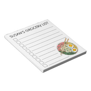 Liste der personalisierten Lebensmittelhändler von Notizblock