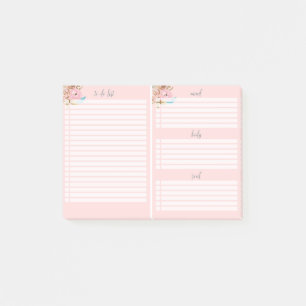 Liste des notes post-it® en rose floral à faire