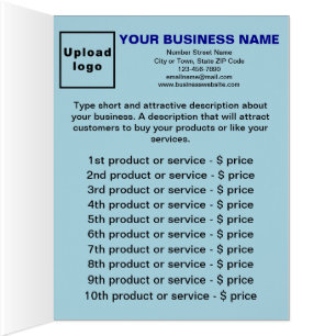 Liste des produits d'affaires - Bleu clair
